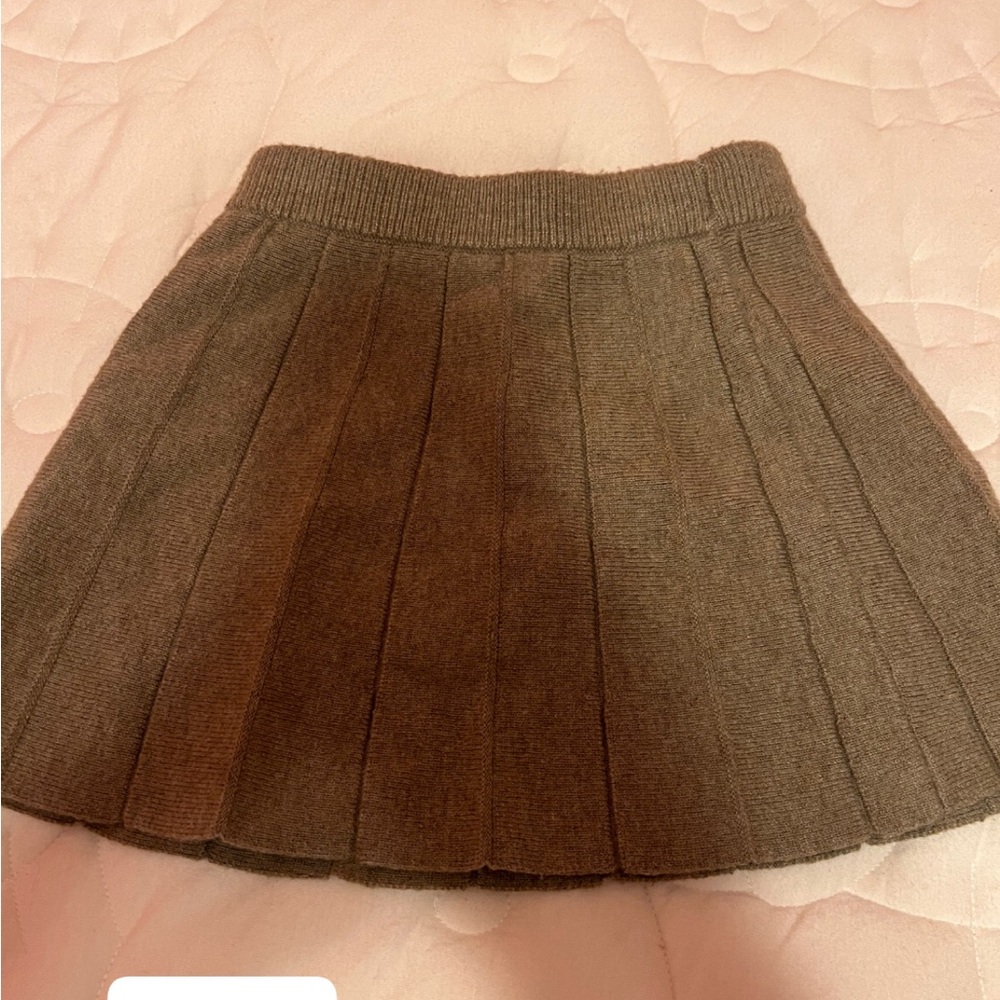 Zara Brown Knit Pleated Skirt